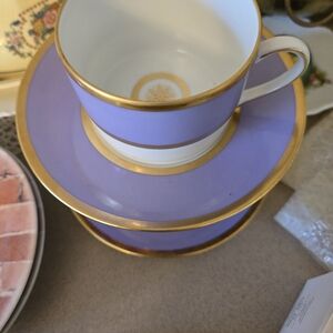 Vintage Bernardaud Limoges Sparte Lilac Tea Cups And Saucers